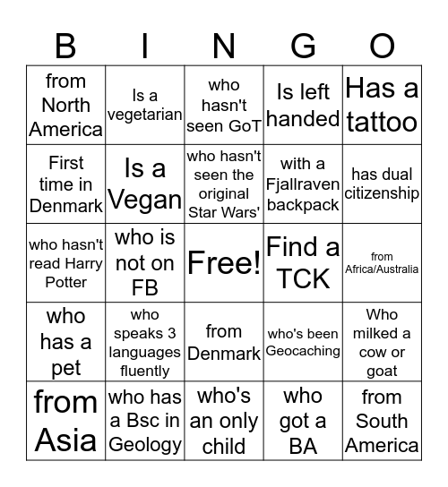 Find Someone! Bingo Card