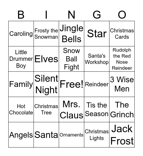 Christmas Bingo!  Bingo Card