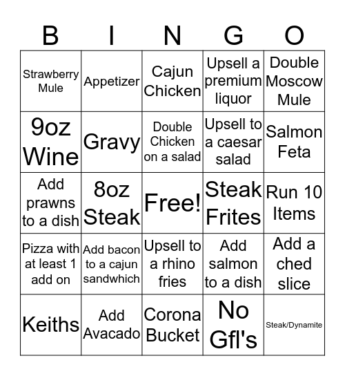 Earls Bingo - 2:30 Bingo Card