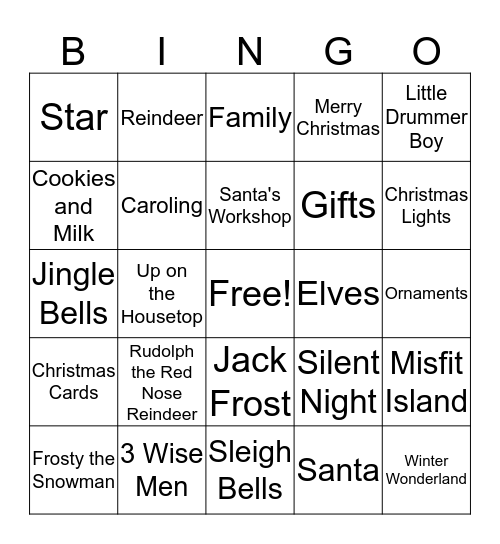 Christmas Bingo!  Bingo Card