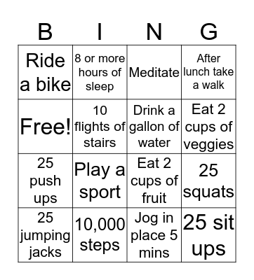 Wellness BINGO Card