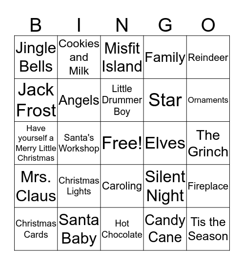 Christmas Bingo!  Bingo Card