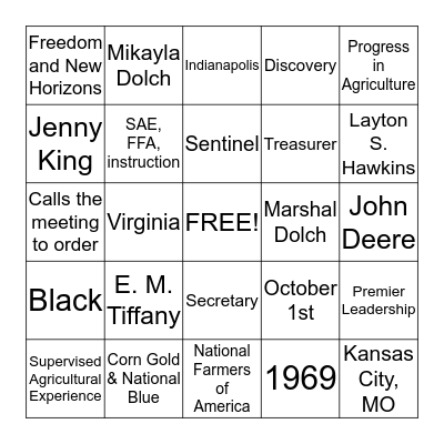 FFA Bingo(: Bingo Card