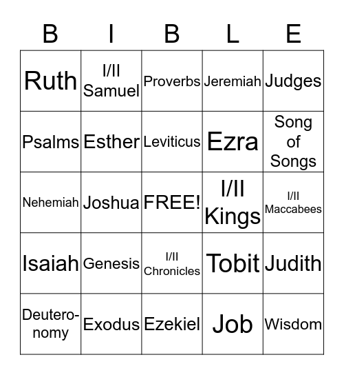 Bible- Old Testament Bingo Card