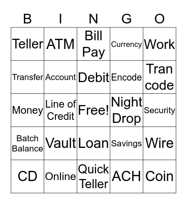 Banker Bingo Card