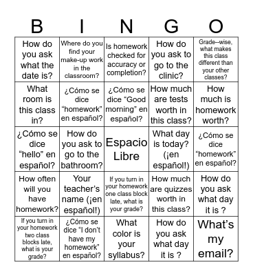 ¡Yo sé! I  Bingo Card