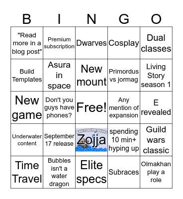 Gw2 reveal Bingo Card