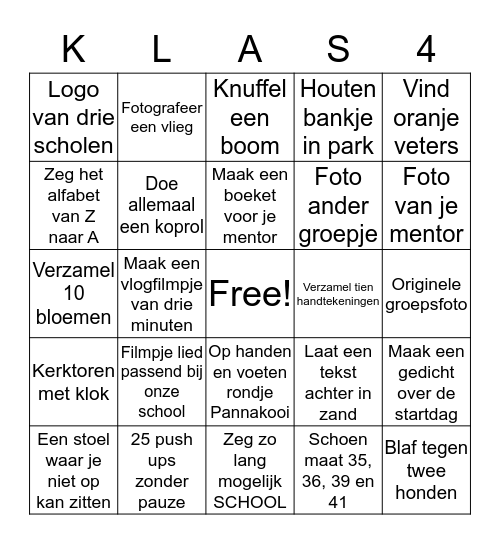 Startdag kb 4 Bingo Card