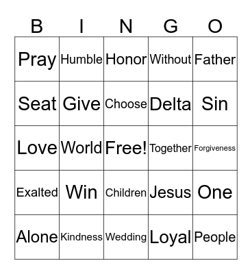 Sermon Bingo 9.1.2019 Bingo Card