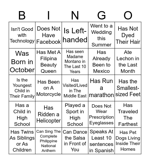 FIND SOMEONE IN THIS ROOM WHO........ Bingo Card