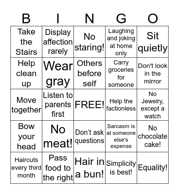Abnegation Bingo! Bingo Card