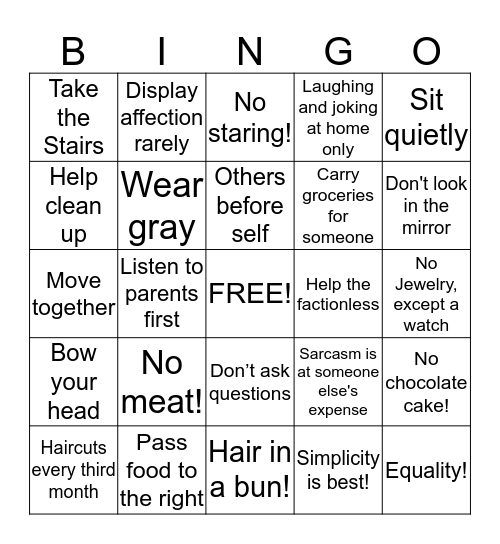 Abnegation Bingo! Bingo Card