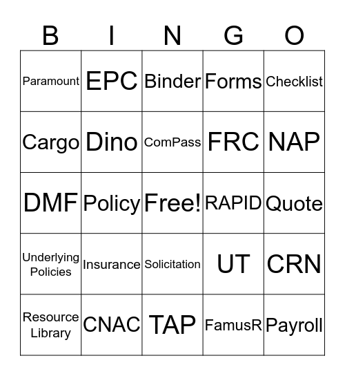 Untitled Bingo Card