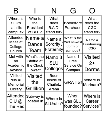 SLUdentity! Bingo Card