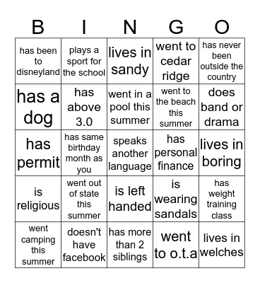 advisory bingo Card