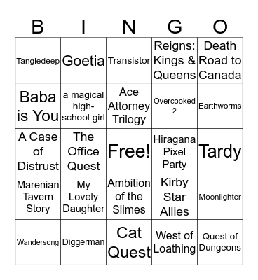 Valerie's Games-in-Progress Bingo Card