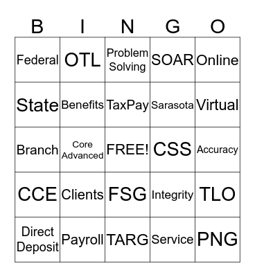 Paychex Bingo Card