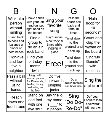 Choir Bingo Card