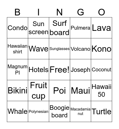 ALOHA Bingo Card