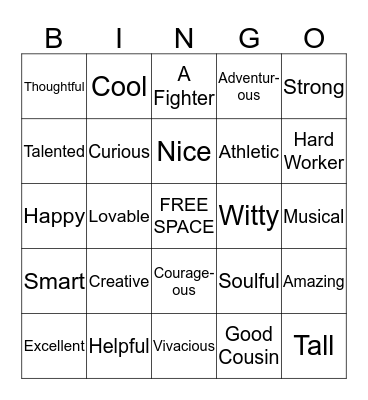 ETHAN IS.... Bingo Card