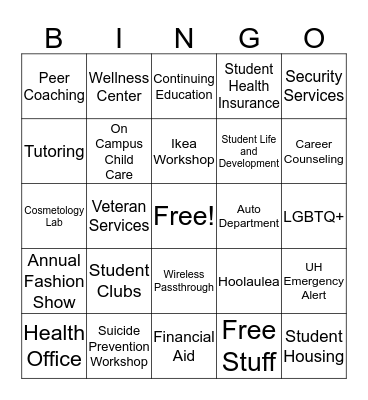 Hidden Resources at HCC Bingo Card
