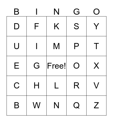 Alphabet Bingo Card