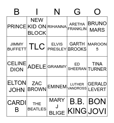 MUSIC Bingo Card