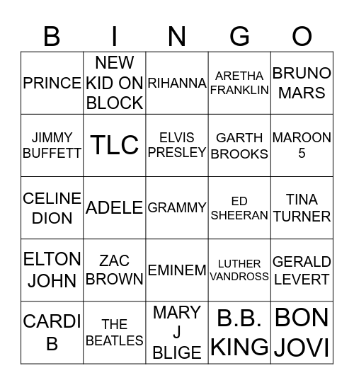 MUSIC Bingo Card