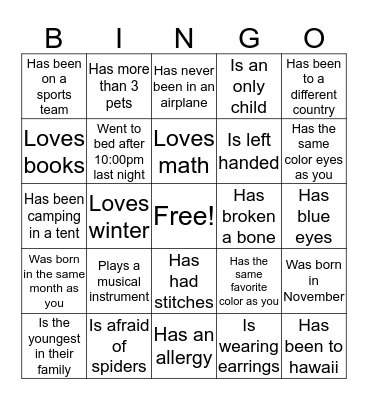 Find Someone Who... Bingo Card