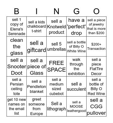 Retail Store  Bingo Card