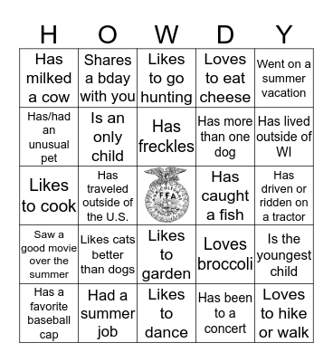 Agriscience Get-To-Know-You Bingo Card