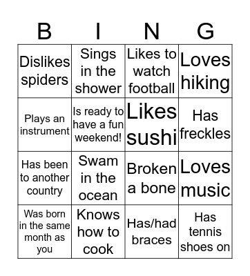 Find Someone Who...  Bingo Card