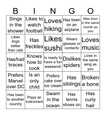 Find Someone Who...  Bingo Card