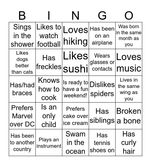 Find Someone Who...  Bingo Card