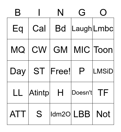 There Jed Go Bingo Card