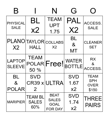 BOGO BINGO! Bingo Card