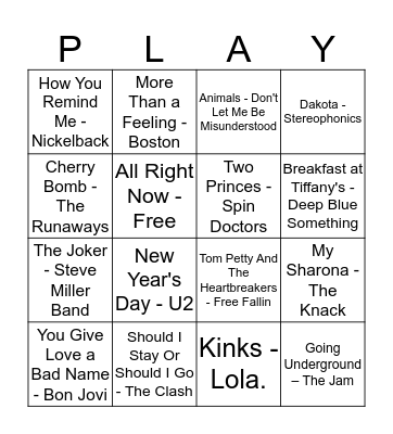 CLASSIC ROCK Bingo Card