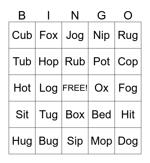 Words! Bingo Card
