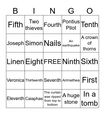 Stations of the Cross Bingo Card