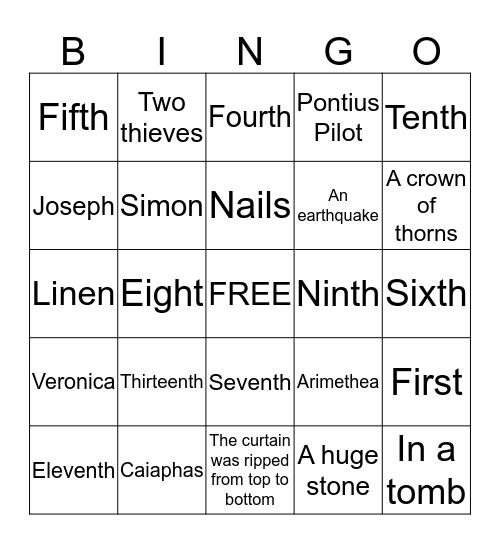 Stations of the Cross Bingo Card