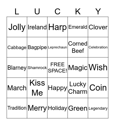 Get Lucky Bingo Card