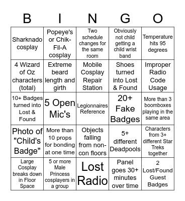 Friday Safety Bingo Card