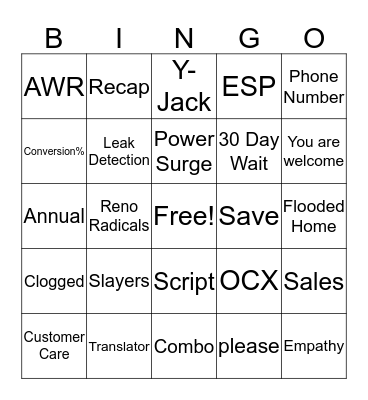 AWR Bingo Card