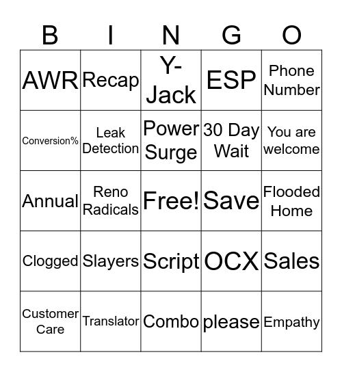 AWR Bingo Card