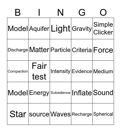 STEM 5 Bingo Card