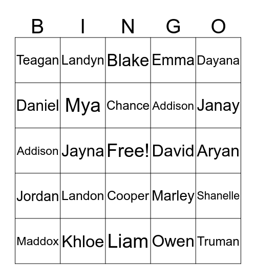 Kawlewski Bingo Card