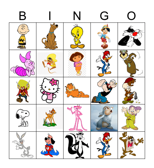 Cartoon Characters Bingo Card