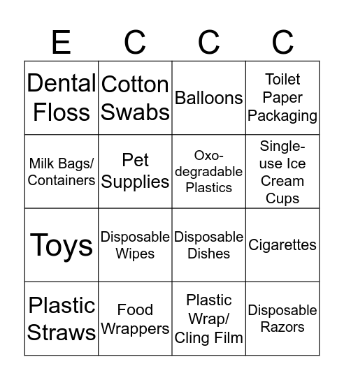 Plastics BINGO Card