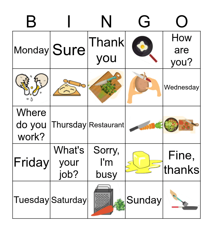 Lesson 7 Bingo Card