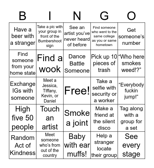 Bumbershoot Bingo!!! Bingo Card